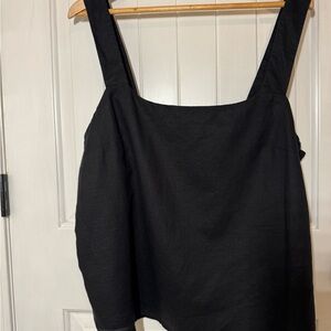 J. Crew Black Linen/Cotton Blend Cropped Tank